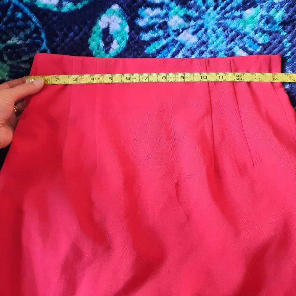 Vintage 90s Structured Shift Pencil Wool Skirt - Red, Size S - Picture 11 of 16